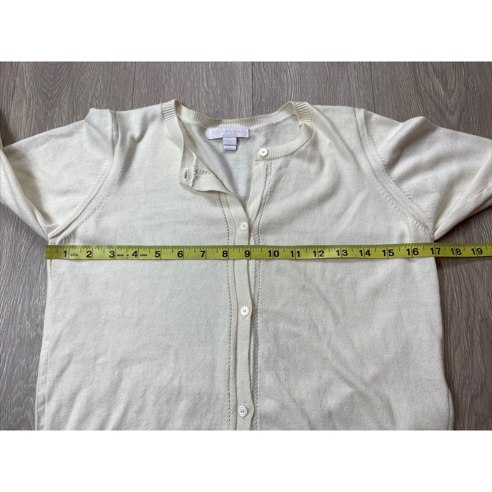 Burberry Children's Classic Cardigan Size 14 Ivory Color Button Down Cotton - Picture 4 of 9